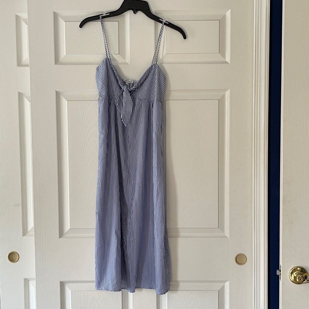 Blue striped midi dress